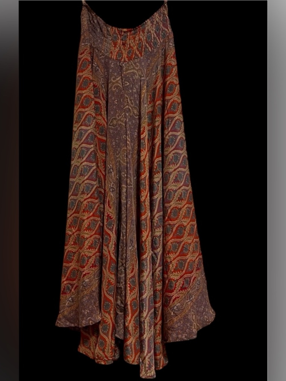 Bohemian Silk Blend Wide Leg Palazzo Pants